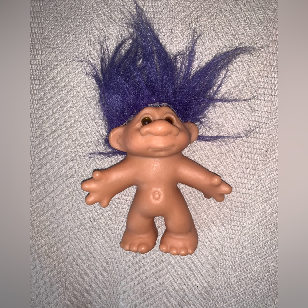 1986 DAM Norfin Troll Doll 4.5" Purple Hair